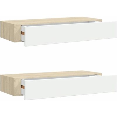 vidaXL Eichen Weiß Wandregale - 2 Stück - Modernes Design vidaXL Eichen Weiß Wandregale - 2 Stück - Modernes Design