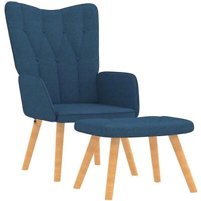 vidaXL Relaxsessel - Blaues Stoff - Sessel mit Fußhocker vidaXL Relaxsessel - Blaues Stoff - Sessel mit Fußhocker