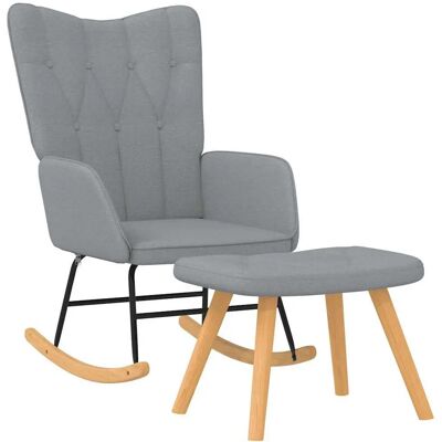 vidaXL 66246 Stoff-Großes Graues Schaukelstuhl mit Hocker vidaXL 66246 Stoff-Großes Graues Schaukelstuhl mit Hocker