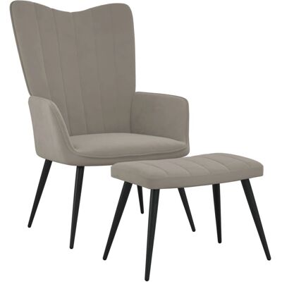 Chaise d'Accent VidaXL - Siège Relax en Velours Gris avec Repose-pied - Publicité Chaise d'Accent VidaXL - Siège Relax en Velours Gris avec Repose-pied - Publicité