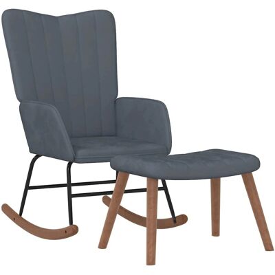 vidaXL 327755 Samtgrau Velvet Schaukelstuhl mit Hocker vidaXL 327755 Samtgrau Velvet Schaukelstuhl mit Hocker