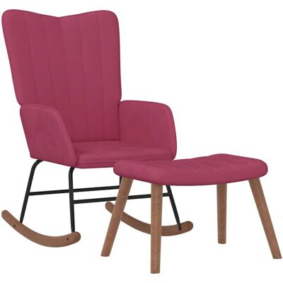 vidaXL 327759 Bordeau velvet schommelstoel & kruk - Schommelstoel vidaXL 327759 Bordeau velvet schommelstoel & kruk - Schommelstoel