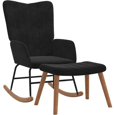 vidaXL Schaukelstuhl mit Hocker - Sessel - Schwarz - Wohndekor vidaXL Schaukelstuhl mit Hocker - Sessel - Schwarz - Wohndekor