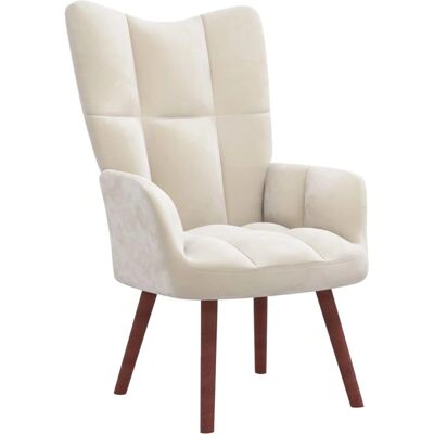 vidaXL Fauteuil relax - Velours blanc crème - Mobilier de salon vidaXL Fauteuil relax - Velours blanc crème - Mobilier de salon