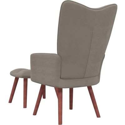 Repose-pied en Velours Gris Clair avec Fauteuil Relax vidaXL - Publicité Repose-pied en Velours Gris Clair avec Fauteuil Relax vidaXL - Publicité