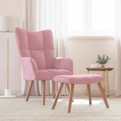 Fauteuil en velours rose avec repose-pieds vidaXL - Fauteuil & ottoman - Publicité Fauteuil en velours rose avec repose-pieds vidaXL - Fauteuil & ottoman - Publicité