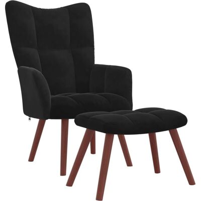 vidaXL Recliner med Puf - Sort Velour - Recliner med Puf vidaXL Recliner med Puf - Sort Velour - Recliner med Puf