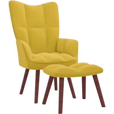 fauteuil relax avec repose-pied velours jaune moutarde - Fauteuil - Publicité fauteuil relax avec repose-pied velours jaune moutarde - Fauteuil - Publicité