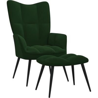 Chaise d'accent VidaXL - Fauteuil de relaxation en velours vert foncé - Publicité Chaise d'accent VidaXL - Fauteuil de relaxation en velours vert foncé - Publicité