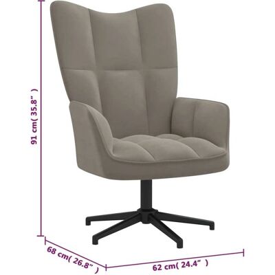 Fauteuil relax en velours gris clair VIDAXL - Publicité Fauteuil relax en velours gris clair VIDAXL - Publicité