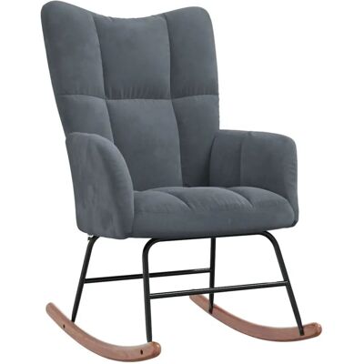 vidaXL 328140 Schaukelstuhl Dunkelgrau Samtvel - Rocking Chair vidaXL 328140 Schaukelstuhl Dunkelgrau Samtvel - Rocking Chair