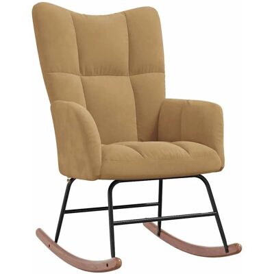 vidaXL Schaukelstuhl Braun Samt - Rocking Chair vidaXL Schaukelstuhl Braun Samt - Rocking Chair