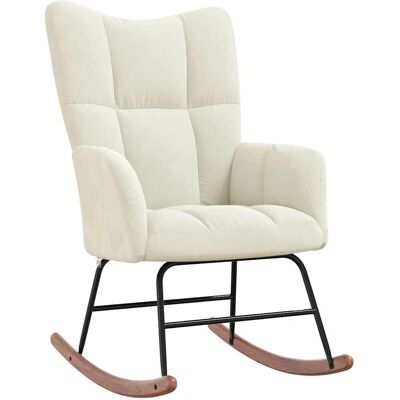 vidaXL 328148 Schaukelstuhl Samt Creme - Rocking Chair vidaXL 328148 Schaukelstuhl Samt Creme - Rocking Chair