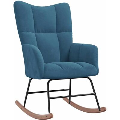 vidaXL 328149 Blauwe fluwelen schommelstoel - Rocking Chair vidaXL 328149 Blauwe fluwelen schommelstoel - Rocking Chair