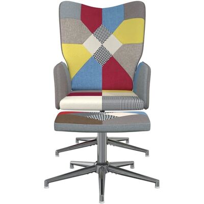 vidaXL Relaxsessel mit Hocker - Drehbar, Helles Patchwork - Sessel vidaXL Relaxsessel mit Hocker - Drehbar, Helles Patchwork - Sessel