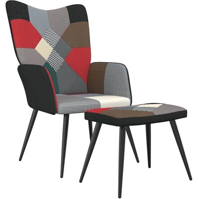 vidaXL Relaxsessel mit Hocker - Patchwork Stoff vidaXL Relaxsessel mit Hocker - Patchwork Stoff