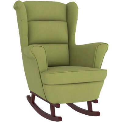 Chaise berçante vidaXL - Revêtement en velours - Pieds en bois stables - Vert clair - Chaise berçante - Publicité Chaise berçante vidaXL - Revêtement en velours - Pieds en bois stables - Vert clair - Chaise berçante - Publicité