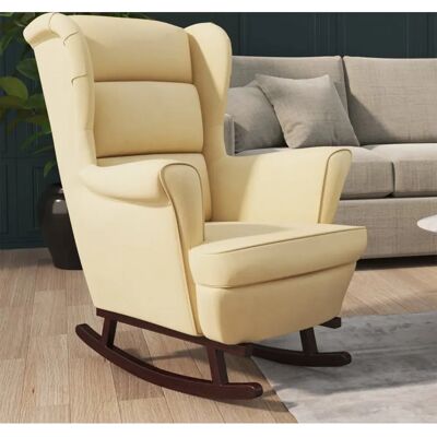 vidaXL Fauteuil à bascule avec pieds en bois de hévéa - Crème - Fauteuil à bascule - Publicité vidaXL Fauteuil à bascule avec pieds en bois de hévéa - Crème - Fauteuil à bascule - Publicité