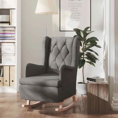 vidaXL Fauteuil met Schommelpoten van Rubberhout - Woonkamermeubel vidaXL Fauteuil met Schommelpoten van Rubberhout - Woonkamermeubel