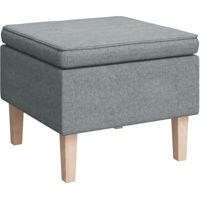 vidaXL Hocker mit Holzbeinen Hellgrauer Stoff - Fußhocker vidaXL Hocker mit Holzbeinen Hellgrauer Stoff - Fußhocker