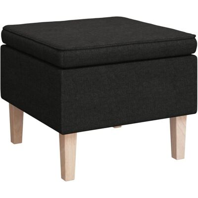 vidaXL Hocker mit Holzbeinen Schwarz Stoff - Hocker vidaXL Hocker mit Holzbeinen Schwarz Stoff - Hocker