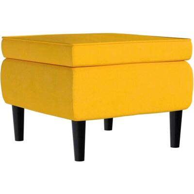 Pouf en velours jaune vidaXL - avec pieds en bois - Publicité Pouf en velours jaune vidaXL - avec pieds en bois - Publicité