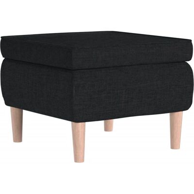 vidaXL Hocker mit Holzbeinen Schwarzer Stoff - Hocker vidaXL Hocker mit Holzbeinen Schwarzer Stoff - Hocker