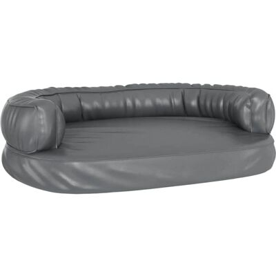 vidaXL Ergonomische schuim hondenbed kunstleer grijs 75x53 cm vidaXL Ergonomische schuim hondenbed kunstleer grijs 75x53 cm
