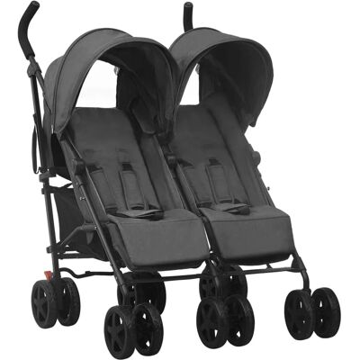 vidaXL Poussette Jumelle - Acier, Anthracite - Bébés & Enfants vidaXL Poussette Jumelle - Acier, Anthracite - Bébés & Enfants