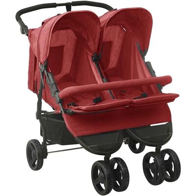 vidaXL Poussette Double Rouge Acier - Produit bébé vidaXL Poussette Double Rouge Acier - Produit bébé