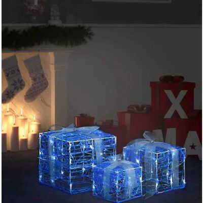 vidaXL 3x Dekorative Acryl-Weihnachtsgeschenkboxen Kaltweiß - Weihnachtsgeschenkboxen vidaXL 3x Dekorative Acryl-Weihnachtsgeschenkboxen Kaltweiß - Weihnachtsgeschenkboxen
