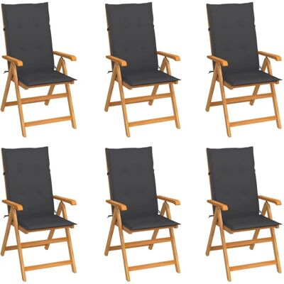 VidaXL Gartenstuhl-Set mit Kissen - Teak Anthrazit VidaXL Gartenstuhl-Set mit Kissen - Teak Anthrazit