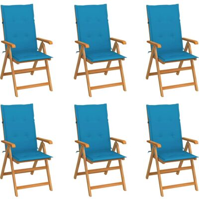 VidaXL Gartenstuhl Set Teak Blau - Verstellbarer Gartenstuhl mit Kissen VidaXL Gartenstuhl Set Teak Blau - Verstellbarer Gartenstuhl mit Kissen