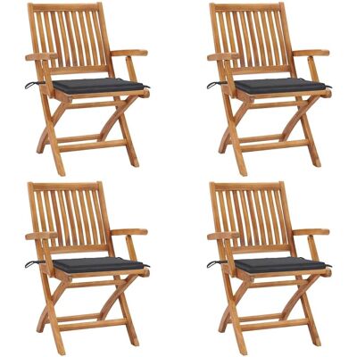 vidaXL Gartensessel - Faltbares Teakholz-Set mit Kissen vidaXL Gartensessel - Faltbares Teakholz-Set mit Kissen