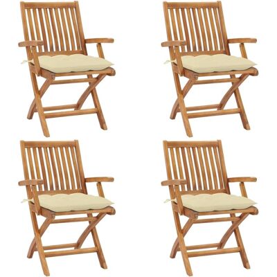 vidaXL Gartenstühle - Klappbar Teakholz mit Kissen - 4er Set vidaXL Gartenstühle - Klappbar Teakholz mit Kissen - 4er Set
