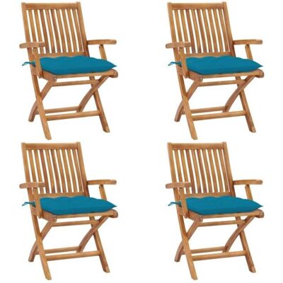 vidaXL Gartenstühle - Klappbar, Teak, Kissen - Gartenstühle vidaXL Gartenstühle - Klappbar, Teak, Kissen - Gartenstühle