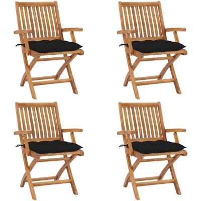 vidaXL Gartentisch-Set - Klappstühle aus Teak mit Kissen vidaXL Gartentisch-Set - Klappstühle aus Teak mit Kissen