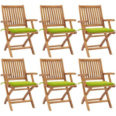 vidaXL Klappstühle für den Garten - Robustes Teak, Grüne Kissen vidaXL Klappstühle für den Garten - Robustes Teak, Grüne Kissen