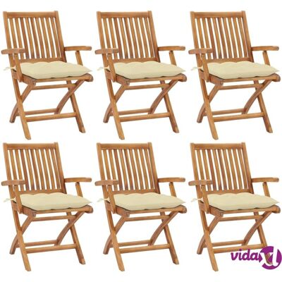 vidaXL 6-tlg Gartenstühle aus Teakholz mit Kissen vidaXL 6-tlg Gartenstühle aus Teakholz mit Kissen