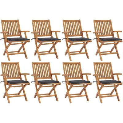 MAISONCHIC Teak Gartenstühle - Faltbar, mit Kissen - 8 Stück MAISONCHIC Teak Gartenstühle - Faltbar, mit Kissen - 8 Stück