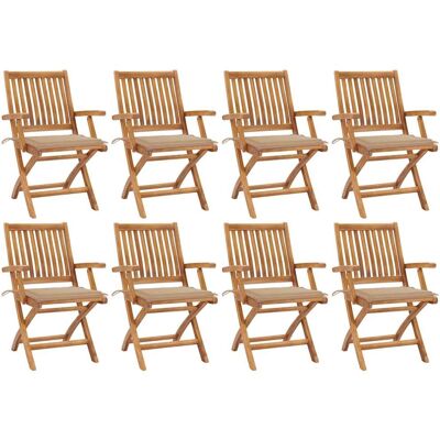 vidaXL Teak Gartenstühle Set - Klappbar & mit Kissen - 8 Stk vidaXL Teak Gartenstühle Set - Klappbar & mit Kissen - 8 Stk