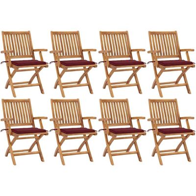 vidaXL Klappbare Gartenstühle mit Kissen - 8 Stück Teakholz vidaXL Klappbare Gartenstühle mit Kissen - 8 Stück Teakholz