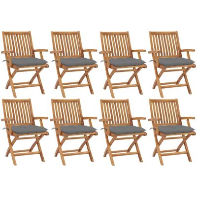 vidaXL Klappbare Gartensessel-Set - Teak mit Kissen vidaXL Klappbare Gartensessel-Set - Teak mit Kissen