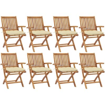 vidaXL Gartenstühle mit Kissen - Faltbares Teakholz-Set vidaXL Gartenstühle mit Kissen - Faltbares Teakholz-Set