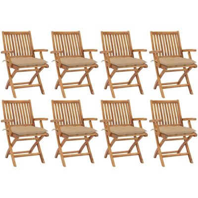 vidaXL Gartenstühle mit Kissen - 8 Stück, Massiv Teakholz vidaXL Gartenstühle mit Kissen - 8 Stück, Massiv Teakholz