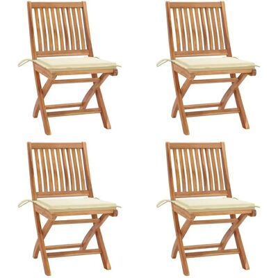 vidaXL Teakholz klappbare Gartenstühle - Langlebig, Wetterfest, Mit Kissen vidaXL Teakholz klappbare Gartenstühle - Langlebig, Wetterfest, Mit Kissen