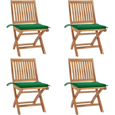 vidaXL Gartenstühle aus Teakholz, 4er Set mit Kissen - Gartenmöbel vidaXL Gartenstühle aus Teakholz, 4er Set mit Kissen - Gartenmöbel