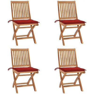 vidaXL Klappstühle aus Teakholz Rot - Gartensessel vidaXL Klappstühle aus Teakholz Rot - Gartensessel