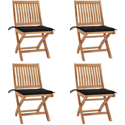 vidaXL Teak-Gartenstühle Set - Klappbar & Gepolstert - 4 Stück vidaXL Teak-Gartenstühle Set - Klappbar & Gepolstert - 4 Stück