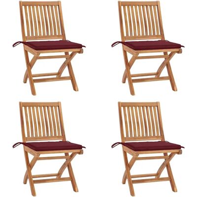 vidaXL Klappbare Gartenstühle aus Teak mit Kissen - Gartenstühle vidaXL Klappbare Gartenstühle aus Teak mit Kissen - Gartenstühle